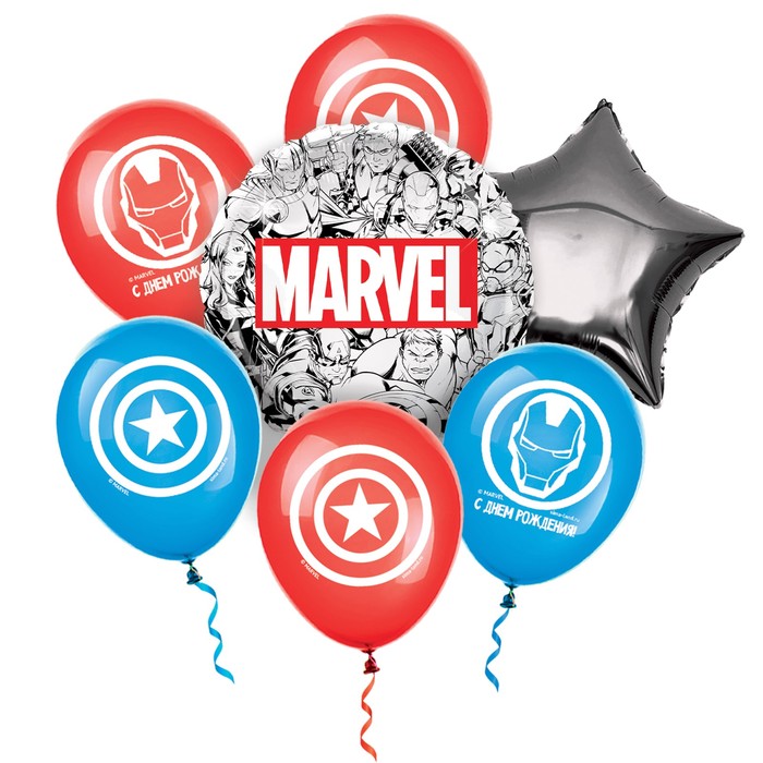 Набор воздушных шаров Marvel, Мстители набор воздушных шаров в виде бабочки и подсолнуха