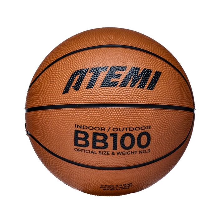 Мяч баскетбольный Atemi, размер 3, резина, 8 панелей, BB100N, окруж 56-58, клееный мяч баскетбольный atemi bb100 размер 7 резина 8 панелей окружность 75 78 см клееный