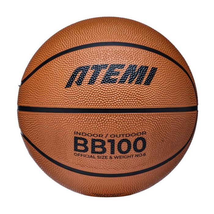 Мяч баскетбольный Atemi, размер 6, резина, 8 панелей, BB100N, окруж 72-74, клееный мяч баскетбольный atemi bb100 размер 7 резина 8 панелей окружность 75 78 см клееный