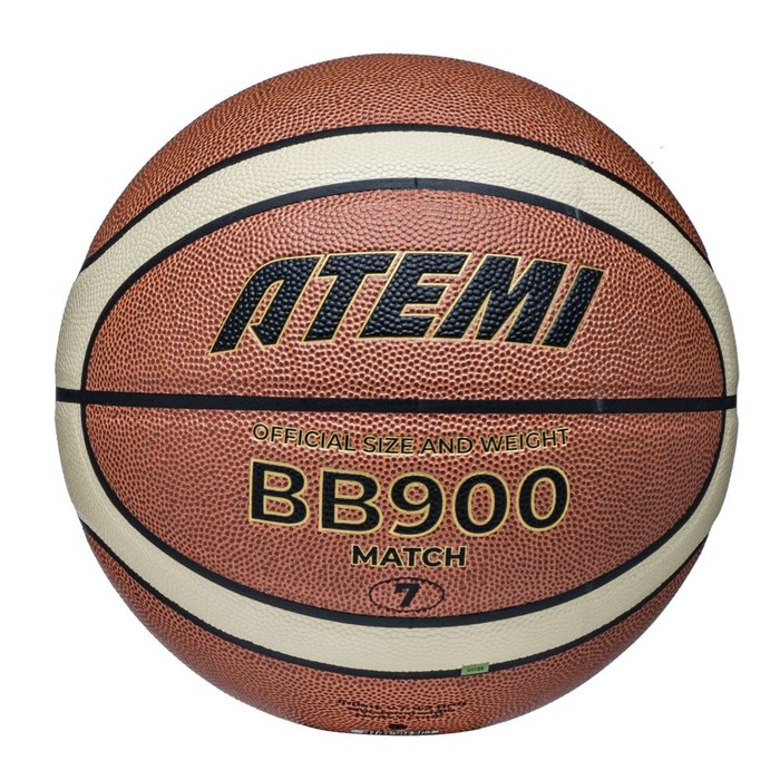 Мяч баскетбольный Atemi, размер 7, композит. кожа, 12 панелей, BB900N, окруж 75-78, клееный 105307 мяч баскетбольный atemi размер 6 синт кожа пвх 8 панелей bb300n окруж 72 74 клееный 1053073