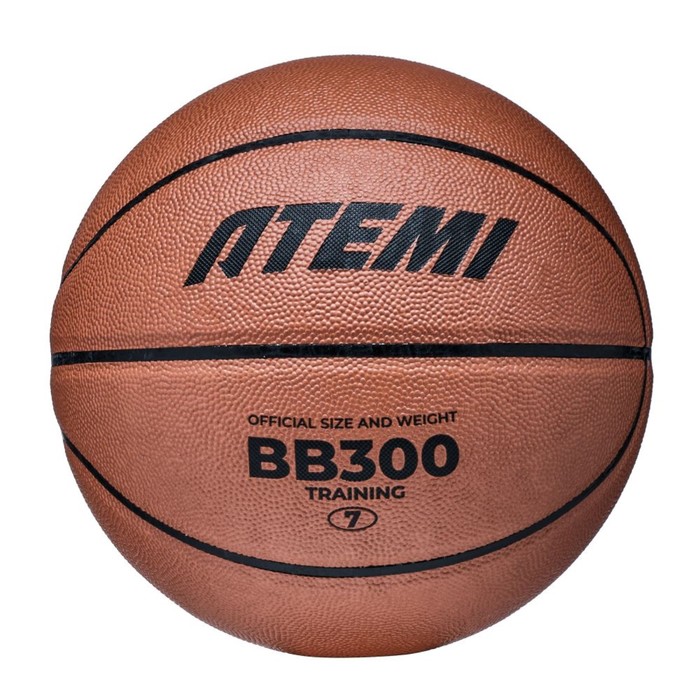Мяч баскетбольный Atemi, размер 7, синт. кожа ПВХ, 8 панелей, BB300N, окруж 75-78, клееный 1053074 мяч баскетбольный atemi размер 6 синт кожа пвх 8 панелей bb300n окруж 72 74 клееный 1053073