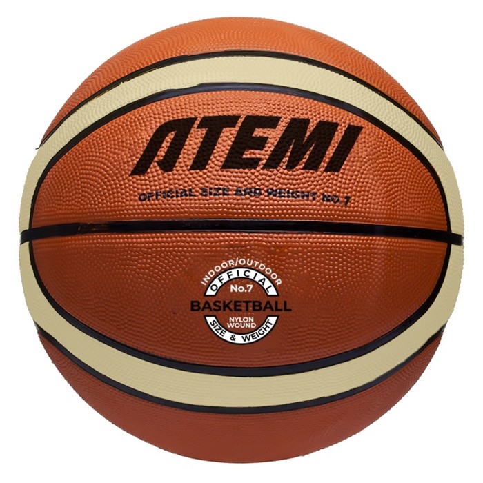 Мяч баскетбольный Atemi, размер 7, резина, 12 панелей, BB200N, окруж 75-78, клееный мяч баскетбольный atemi размер 6 синт кожа пвх 8 панелей bb300n окруж 72 74 клееный 1053073