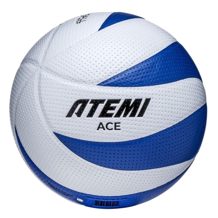 Мяч волейбольный Atemi ACE (N), синтетическая кожа PVC, бел/син, 12 п, клееный, окруж 65-67   105307