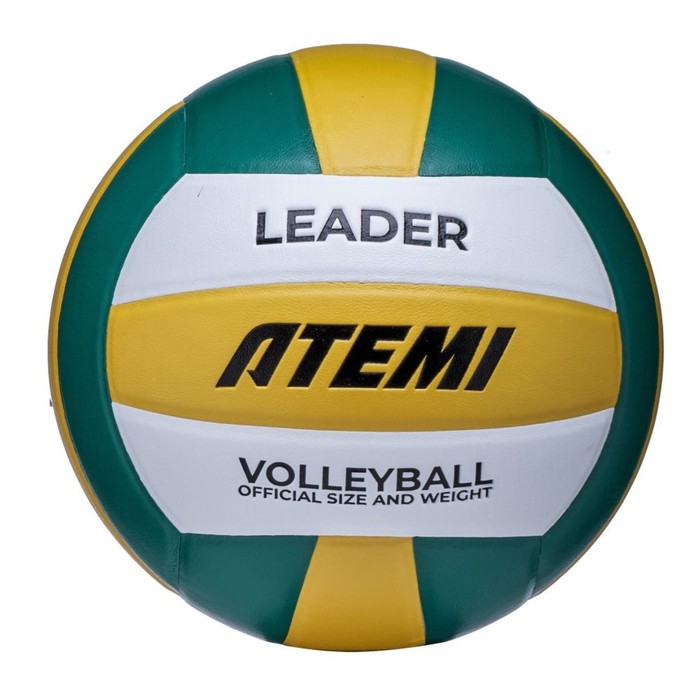 Мяч волейбольный Atemi LEADER (N), PVC  ламинир. , желт/бел/зел, 18 п., клееный, окруж 65-67   10530