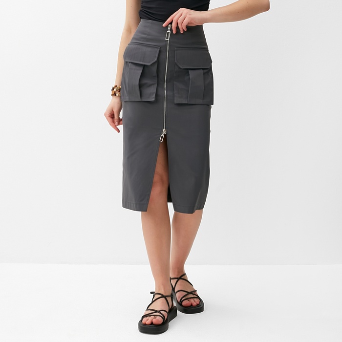 

Юбка женская на молнии MINAKU: Safari цвет графит, р-р 46