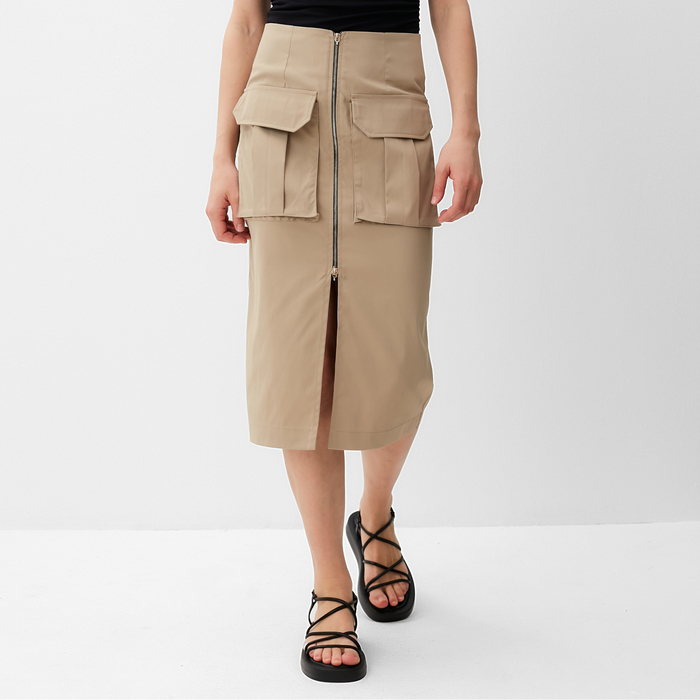 

Юбка женская на молнии MINAKU: Safari цвет бежевый, р-р 46