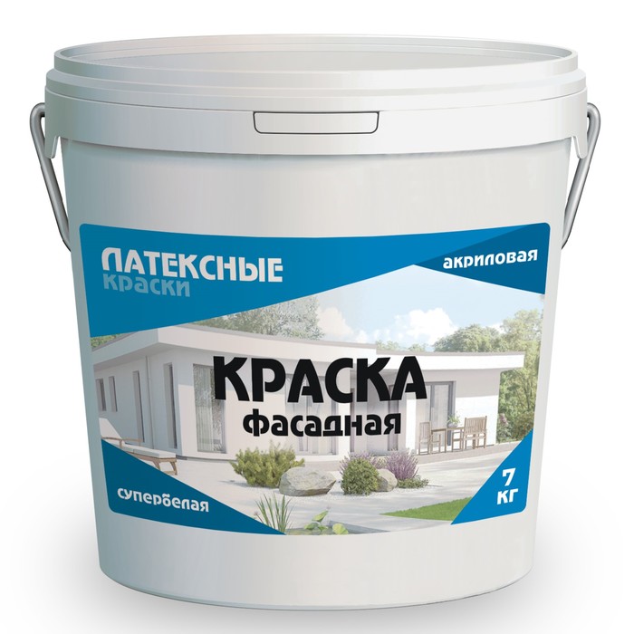 

Краска ВД фасадная для внутренних и наружных работ «Латексные краски», 7 кг, супербелая
