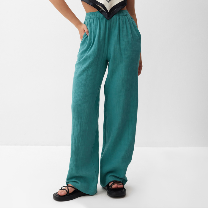

Брюки женские, свободного кроя MIST Muslin размер XS, цв. бирюзовый