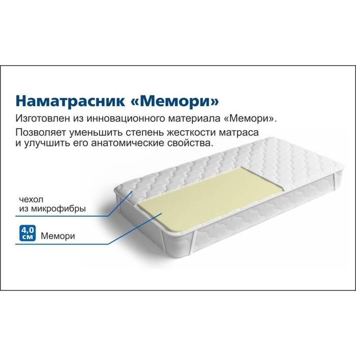 Наматрасник «Мемори», размер 120х190 см, высота 4 см, чехол микрофибра