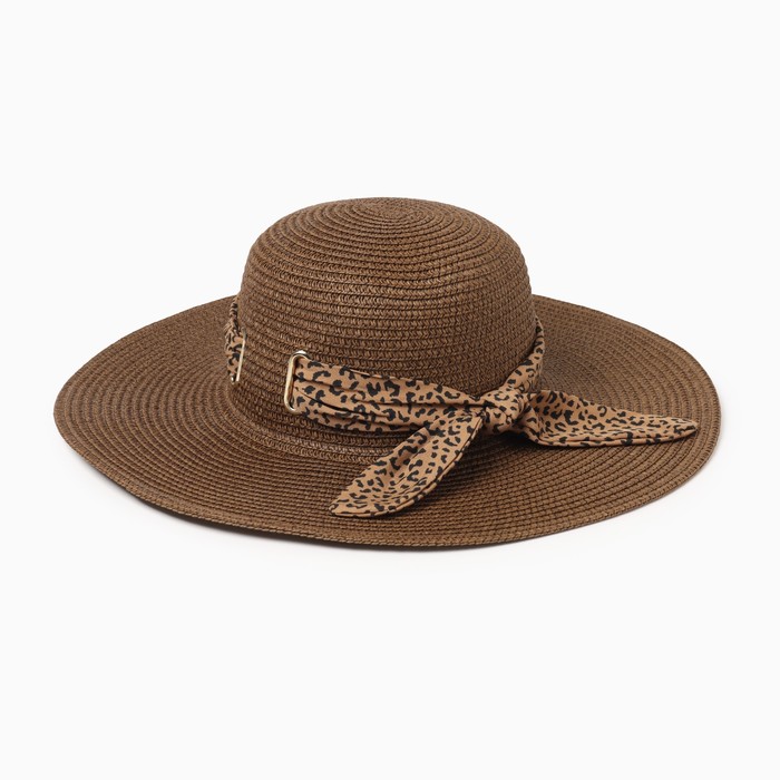 цена Шляпа женская MINAKU Leopard цвет коричневый, р-р 56-58