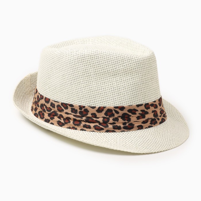 Шляпа женская MINAKU Леопард, размер 56-58, цвет экрю