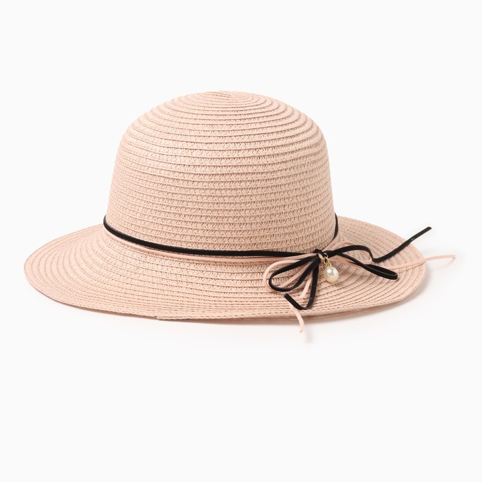 Шляпа женская с бантиком MINAKU цвет розовый, р-р 56-58