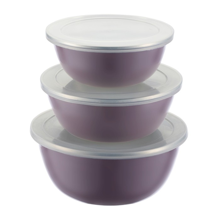Набор мисок Regent inox Smalto, 3 шт, цвет фиолетовый набор лопаток кухонных regent inox bosco 3 шт