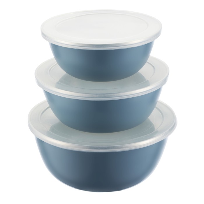 Набор мисок Regent inox Smalto, 3 шт, цвет серо-голубой набор лопаток кухонных regent inox bosco 3 шт