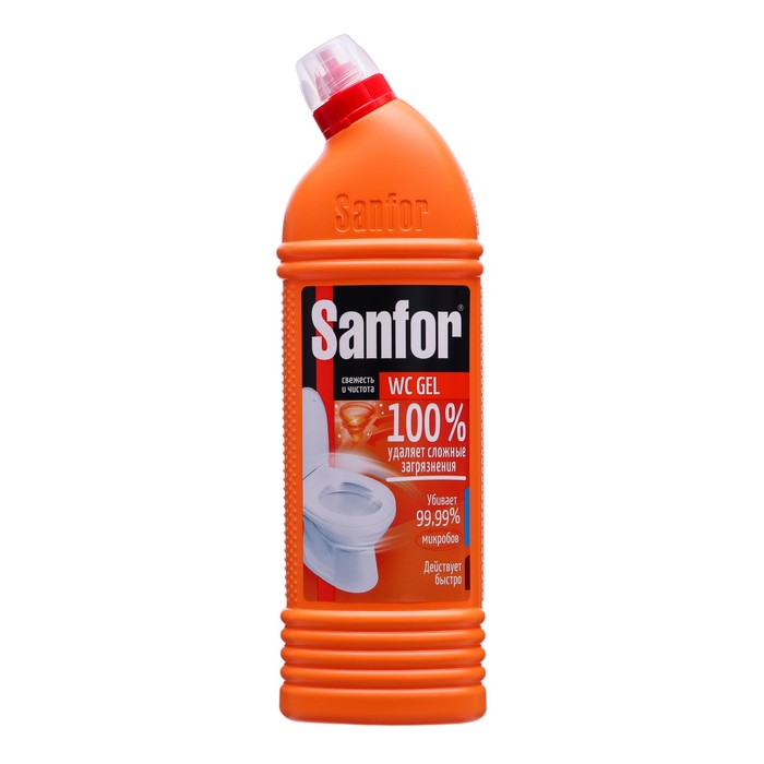 Чистящее средство для унитаза SANFOR WC gel super power, 1000 гр средство чистящее для унитаза sanfor wc gel super power 750 мл