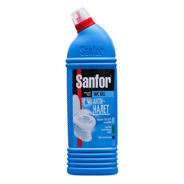 Средство чистящее для унитаза SANFOR WC, морской бриз, 1000 гр средство чистящее для унитаза sanfor wc gel super power 1 л