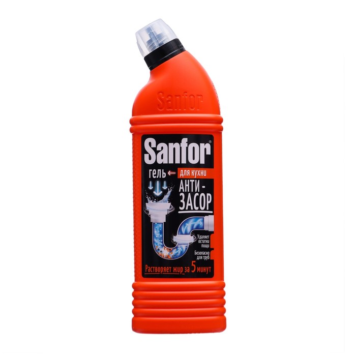 Чистящее средство SANFOR от засоров, 750 мл sanfor средство чистящее sanfor для труб 750 мл