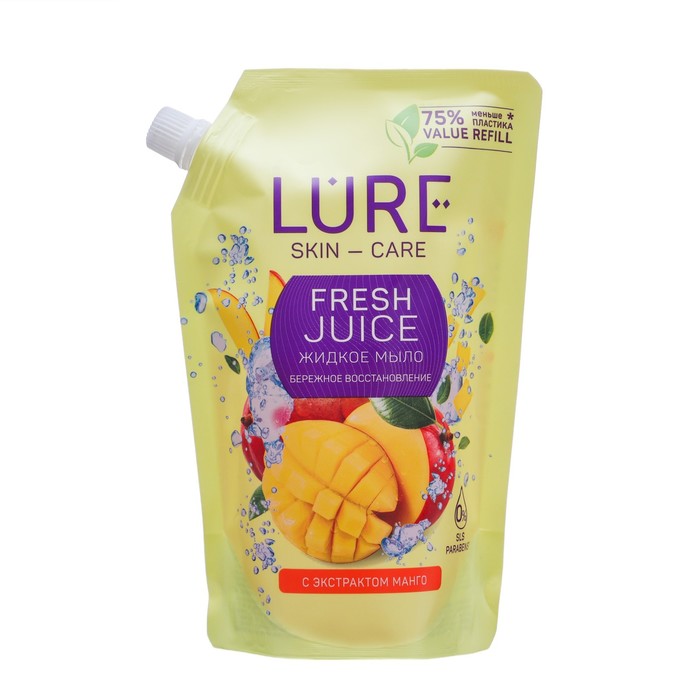 жидкое мыло lure fresh juice с экстрактом манго Жидкое мыло LURE Fresh Juice с экстрактом манго дой-пак, 380 мл