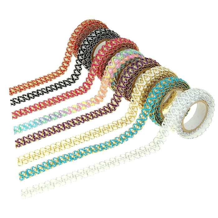 Клейкая лента декоративная текстиль "Цепочка" МИКС