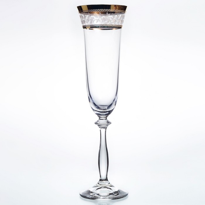 Набор бокалов для шампанского Crystalex «Анжела. Панто золото», 190 мл, 6 шт рюмки 60 мл 6 шт crystalex cz s r o анжела панто отводка платина 123220