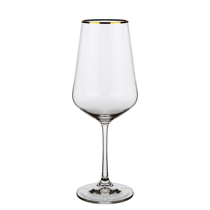 Набор бокалов для вина Crystalex «Сандра. Отводка золотом», 450 мл, 6 шт