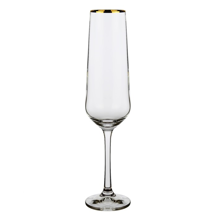 Набор бокалов для шампанского Crystalex «Сандра. Отводка золотом», 200 мл, 6 шт набор подарочный акация стеклянный 12 предметов 6 бокалов 200 мл 6 стопок 50 мл гравировка отводка золотом