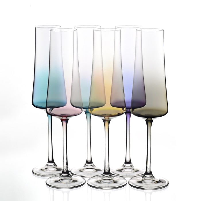 Набор бокалов для шампанского Crystalex «Экстра. Ассорти», 210 мл, 6 шт