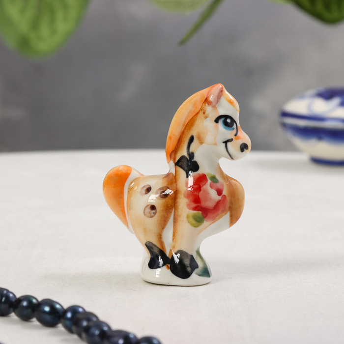 Сувенир «Лошадь», гжель, цвет, 7,5х3,5 см сувенир лошадь денежная 5 см полирезин