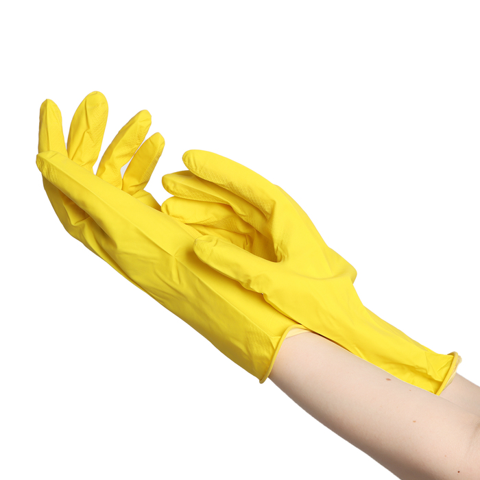 Перчатки латексные хозяйственные размер L, 30 гр, цвет желтый перчатки хозяйственные сибртех размер l цвет чёрный