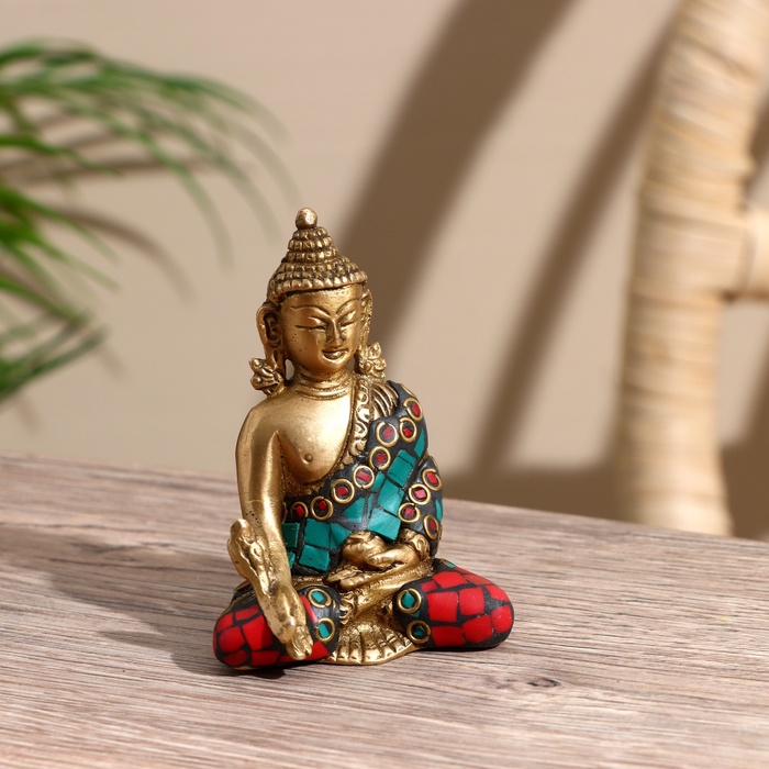 Сувенир Будда латунь, камень 7,5 см