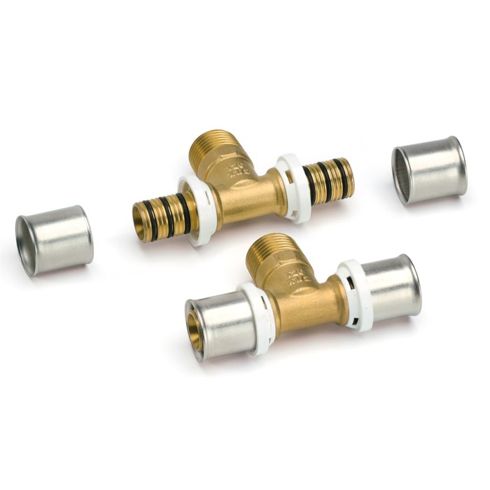 

Тройник-пресс RIIFO Omni, d=20 x 1/2" x 20 мм, наружная резьба, латунь