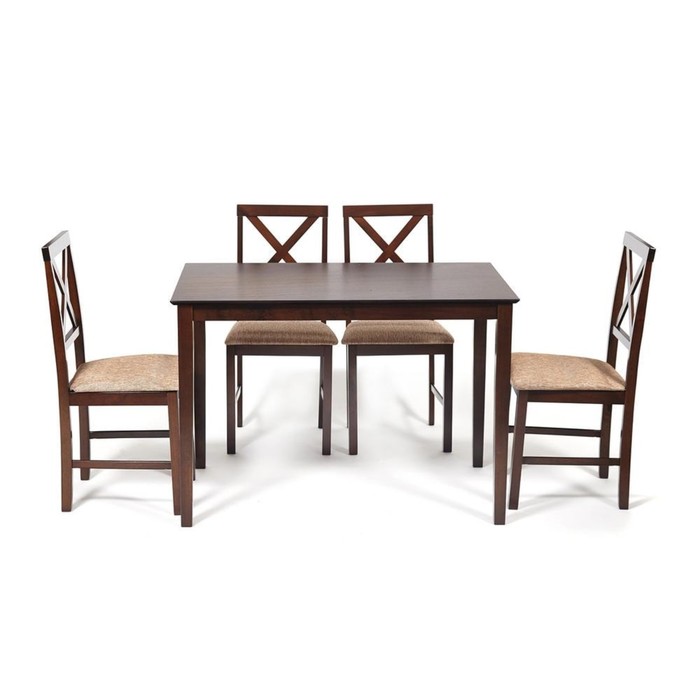 Комплект Хадсон (стол + 4 стула) гевея/мдф, cappuccino, стол 110х70х75см/стул 44х42х89см