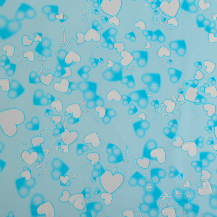 Плёнка для цветов и подарков "Маленькие сердечки", голубой, 60 х 60 см