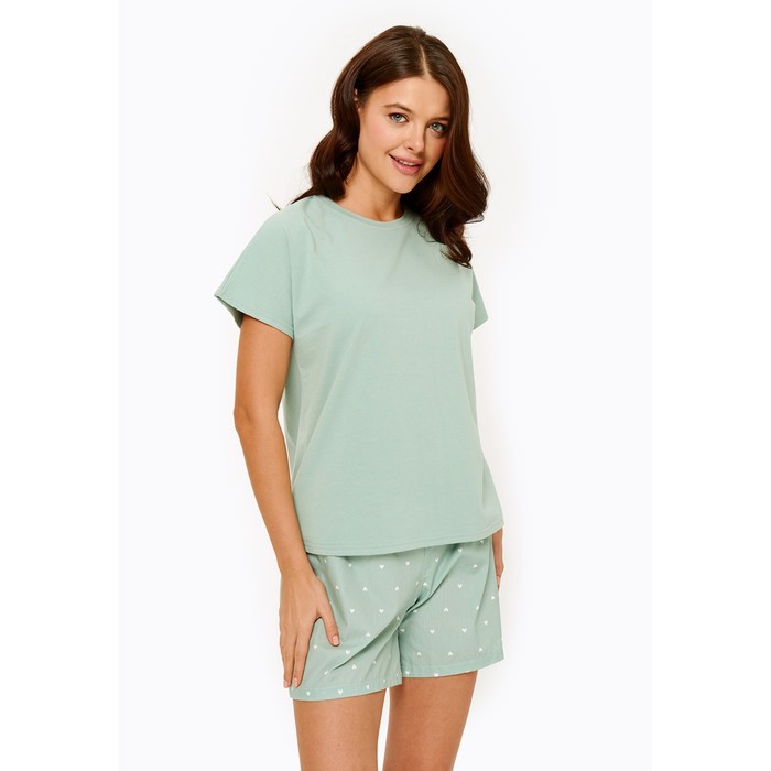 Комплект женский: футболка, шорты Valora, размер M, цвет светло-зелёный