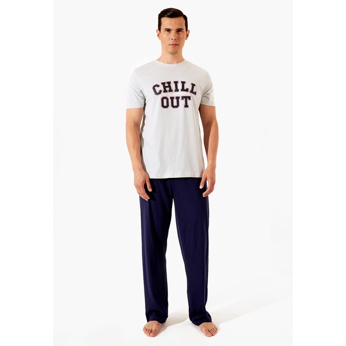 Комплект мужской: футболка, брюки, размер M, цвет серый
