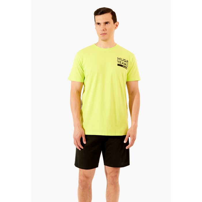 Комплект мужской: футболка, шорты, размер L, цвет зелёный