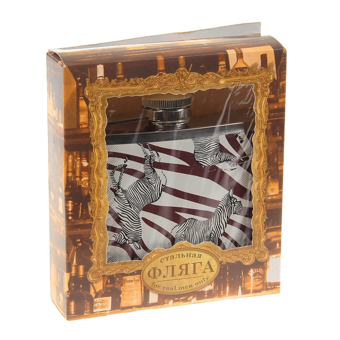 Фляжка "Зебры", 360 мл, коричнево-белая