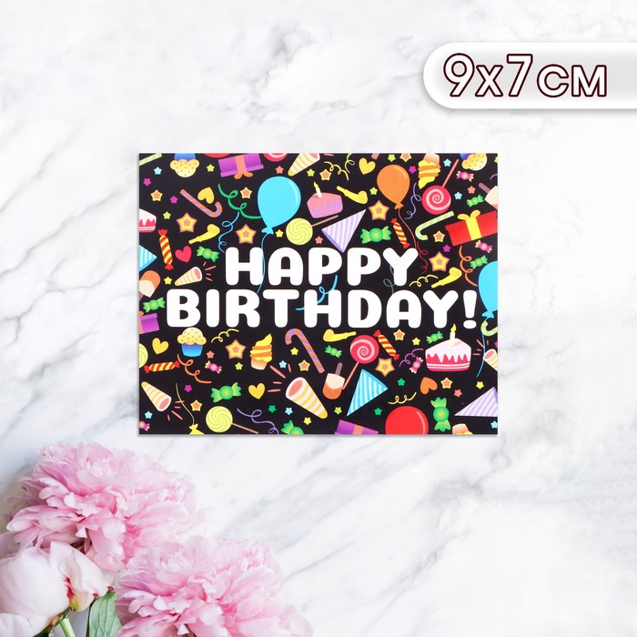 Мини-открытка Happy Birthday! вкусняшки, 9 х 7 см мини открытка шире улыбайся 9 х 7 см
