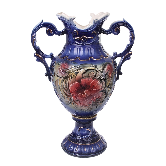 Ваза напольная "Астория" мак, кобальт