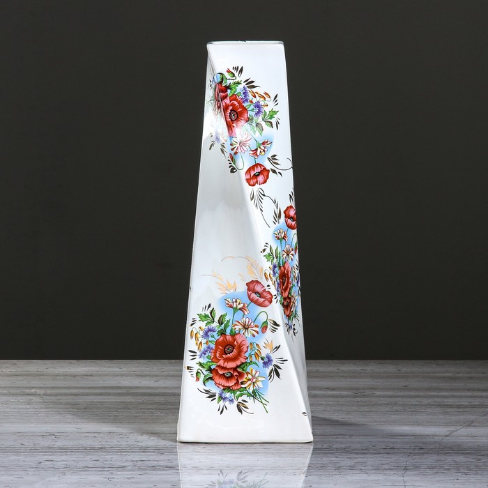 Ваза "Эквилибриум" большая, белая, золото деколь, микс