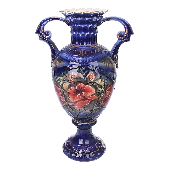 Ваза напольная "Каскад" кобальт, мак