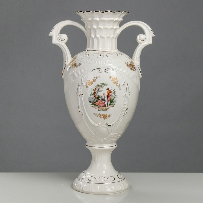 Ваза напольная "Каскад" белая, пастушка