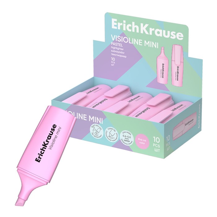 

Маркер текстовыделитель 5 мм, ErichKrause, "Visioline Mini Pastel" цвет розовый