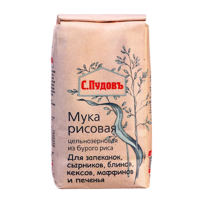 Мука цельнозерновая из бурого риса С.Пудов, 500 г мука из желудей dary natury 500 г