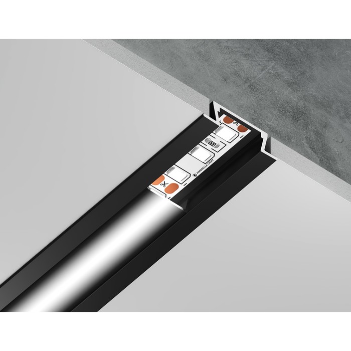 

Профиль алюминиевый встраиваемый Ambrella Illumination Alum Profile, GP1001BK/BK, 2000х6.8х21.5 мм, цвет чёрный, чёрный рассеиватель