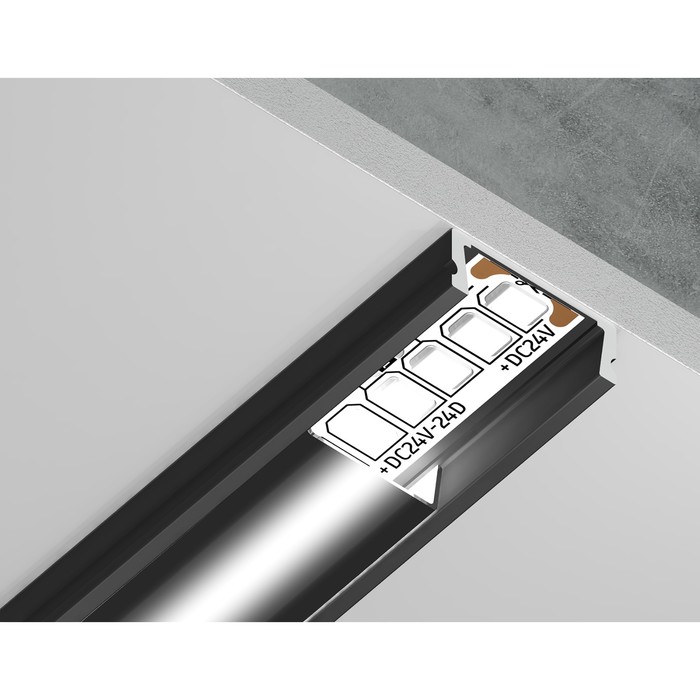 

Профиль алюминиевый накладной Ambrella Illumination Alum Profile, GP1700BK/BK, 2000х6х15.5 мм, цвет чёрный, чёрный рассеиватель