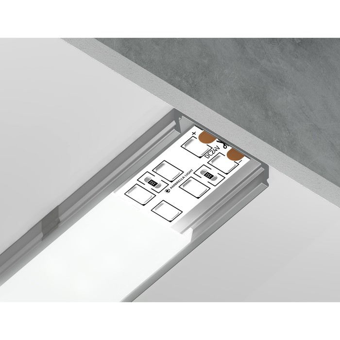 

Профиль алюминиевый накладной Ambrella Illumination Alum Profile, GP1800AL, 2000х6х23.8 мм, цвет серебро, матовый рассеиватель