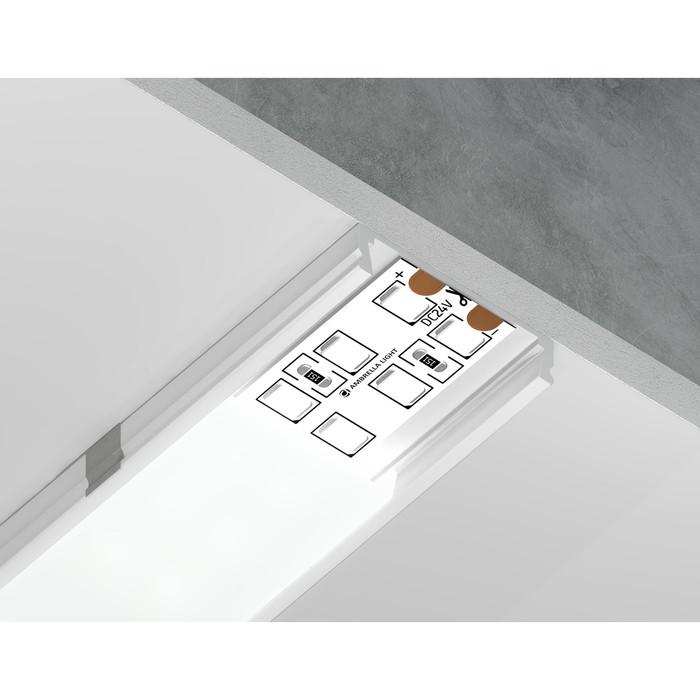 

Профиль алюминиевый накладной Ambrella Illumination Alum Profile, GP1800WH, 2000х6х23.8 мм, цвет белый, матовый рассеиватель