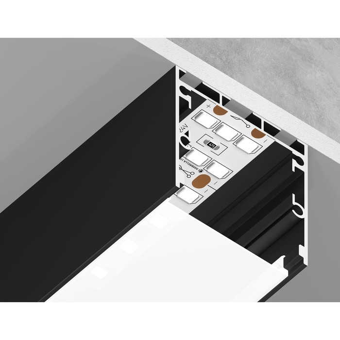 

Профиль алюминиевый накладной/подвесной Ambrella Illumination Profile System, GP2550BK, 2000х35х35 мм, цвет чёрный, матовый рассеиватель