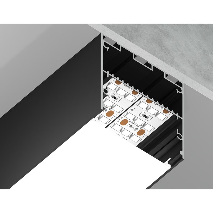 

Профиль алюминиевый накладной/подвесной Ambrella Illumination Profile System, GP3100BK, 2000х50х50 мм, цвет чёрный, матовый рассеиватель